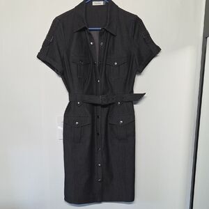 Calvin Klein Charcoal Button-Up Mini Dress Size 8